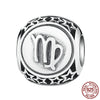 Sterling Silver Aquarius Star Sign Zodiac Beads Charms fit Bracelets DIY Twelve Constellations
