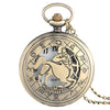 Vintage Zodiac Pattern Pocket Watch Modern Necklace Chain Copper Retro Style Twelve Constellations Men Women Clock Relogio Gift