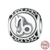 Sterling Silver Aquarius Star Sign Zodiac Beads Charms fit Bracelets DIY Twelve Constellations