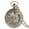 Vintage Zodiac Pattern Pocket Watch Modern Necklace Chain Copper Retro Style Twelve Constellations Men Women Clock Relogio Gift