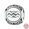 Sterling Silver Aquarius Star Sign Zodiac Beads Charms fit Bracelets DIY Twelve Constellations